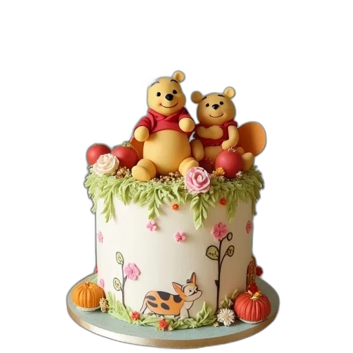 3d render, cake, winnie, pooh transparent PNG cut-out