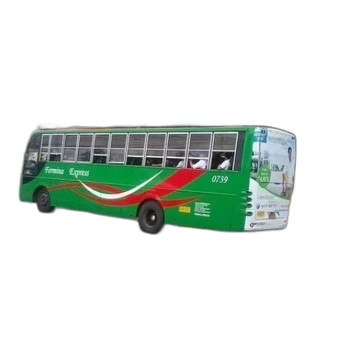 3d render, green, bus, words transparent PNG cut-out