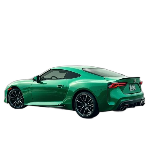 car, 3d render, photorealistic, green transparent PNG cut-out