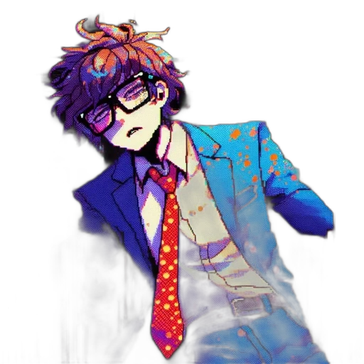 jacket, staff, watercolor, pixel art transparent PNG cut-out
