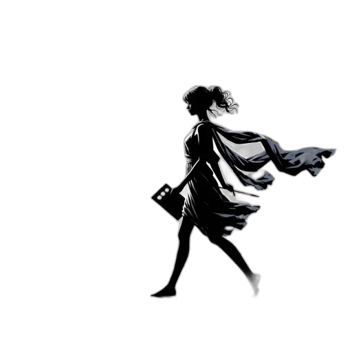 dress, umbrella, staff, hair transparent PNG cut-out