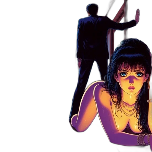 comic book art, concept art, cyberpunk, vaporwave transparent PNG cut-out