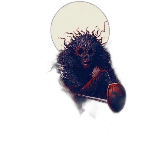 mask, creature, hair, staff transparent PNG cut-out