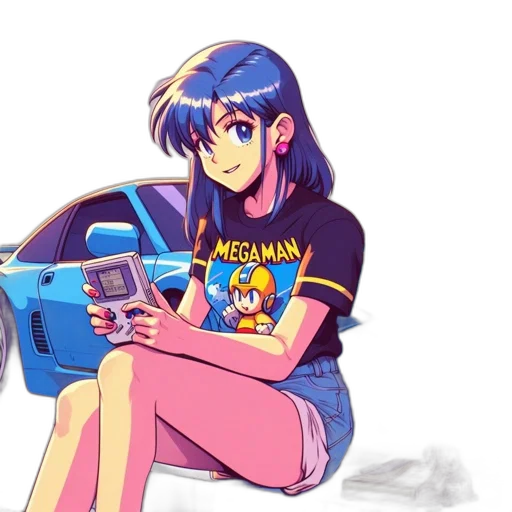 weapon, robot, dress, vaporwave transparent PNG cut-out