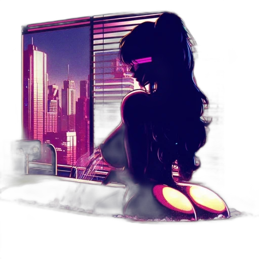 vaporwave, cyberpunk, concept art, comic book art transparent PNG cut-out