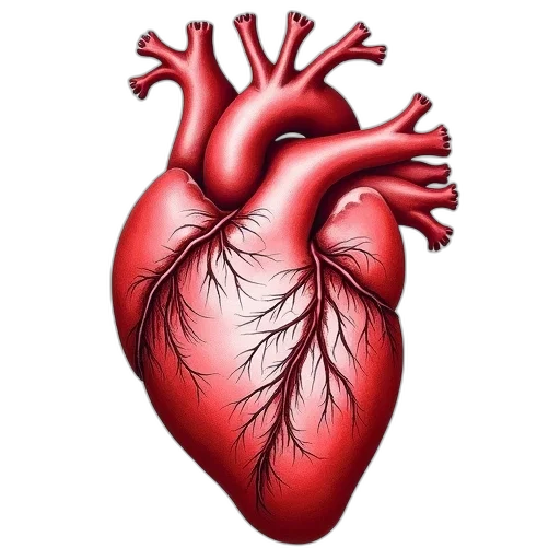 anatomical, heart, art, white transparent PNG cut-out