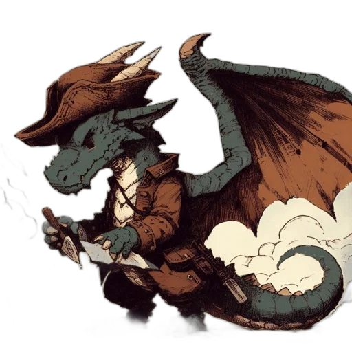 dragon, staff, sword, creature transparent PNG cut-out