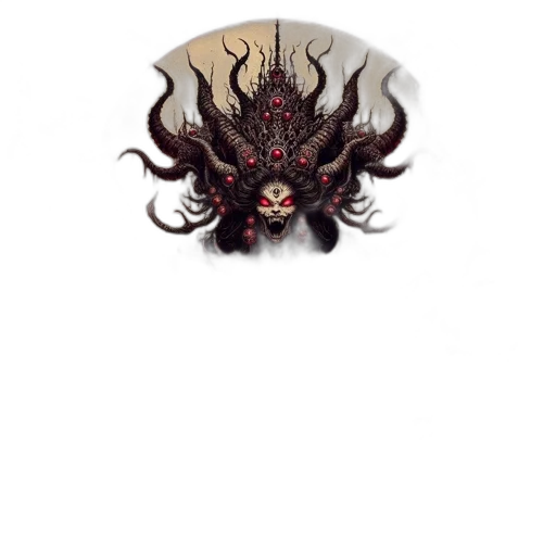 mask, crown, staff, creature transparent PNG cut-out