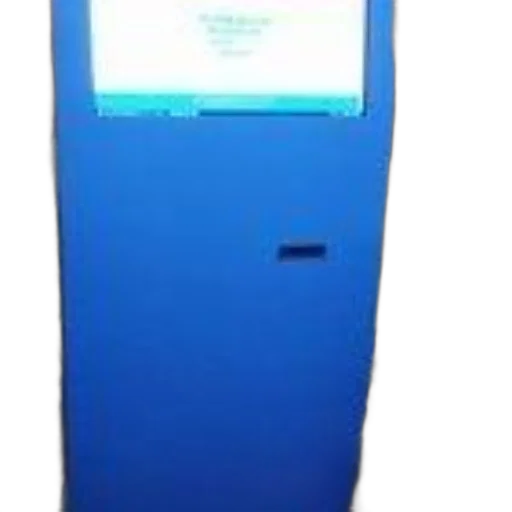 blue, kiosk, screen, displaying transparent PNG cut-out