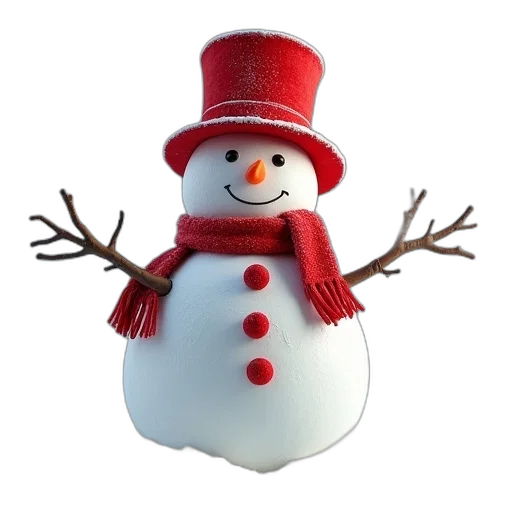 hat, 3d render, snowman, wearing transparent PNG cut-out