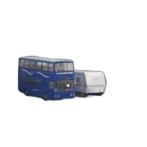 3d render, blue, double-decker, bus transparent PNG cut-out