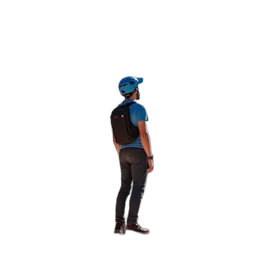 hat, jacket, staff, robot transparent PNG cut-out