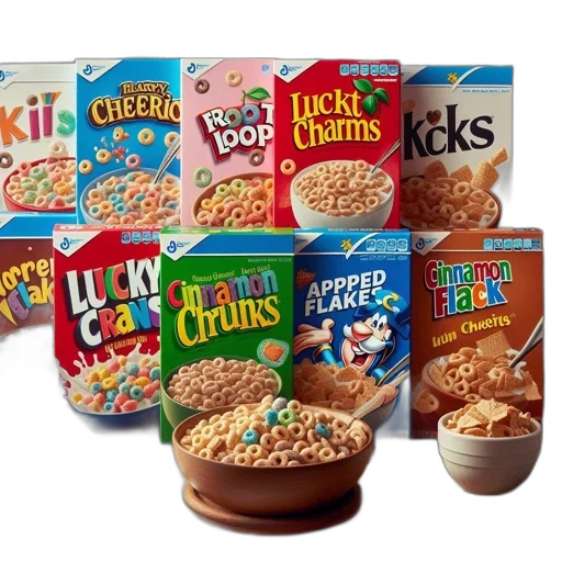 food, array, cereal, boxes transparent PNG cut-out