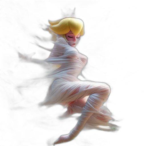 dress, hair, creature, staff transparent PNG cut-out