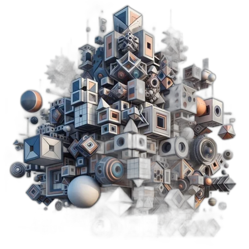 robot, building, 3d render, concept art transparent PNG cut-out