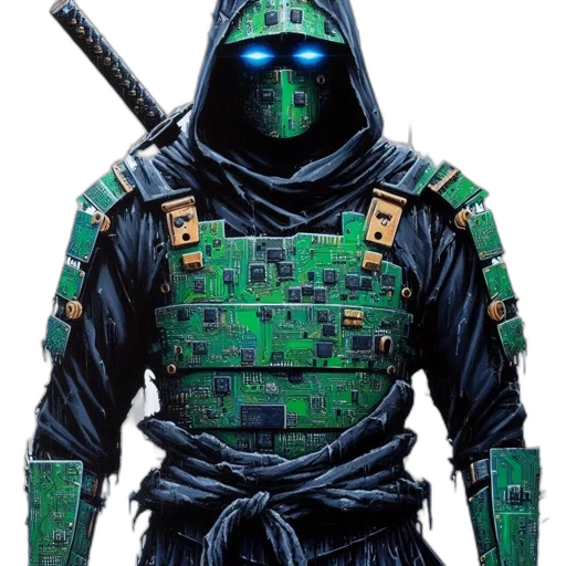 jacket, mask, robot, cyberpunk transparent PNG cut-out