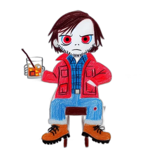 jacket, creature, face, pixel art transparent PNG cut-out