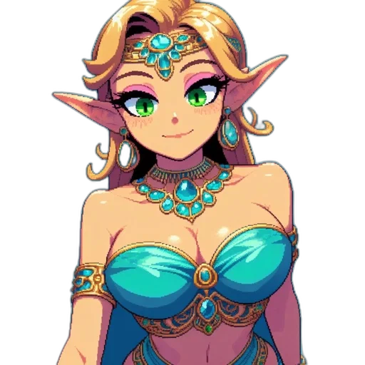 dress, crown, jewelry, staff transparent PNG cut-out