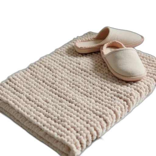shoes, hat, earth tones, bathmat transparent PNG cut-out