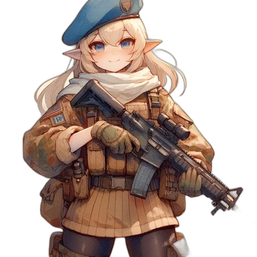 weapon, staff, jacket, hat transparent PNG cut-out
