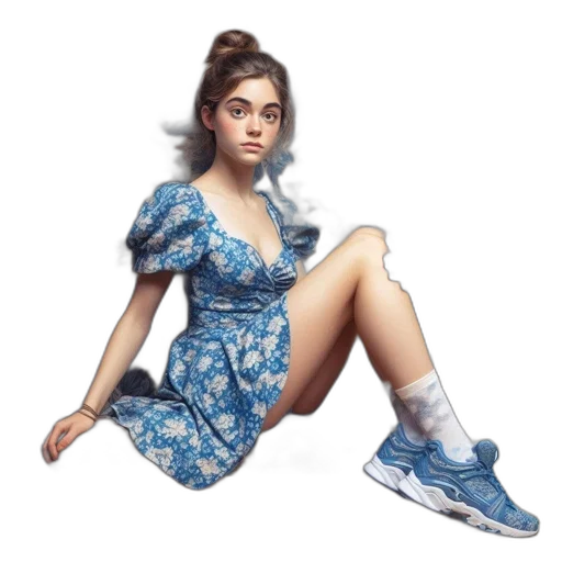 dress, shoes, jacket, face transparent PNG cut-out