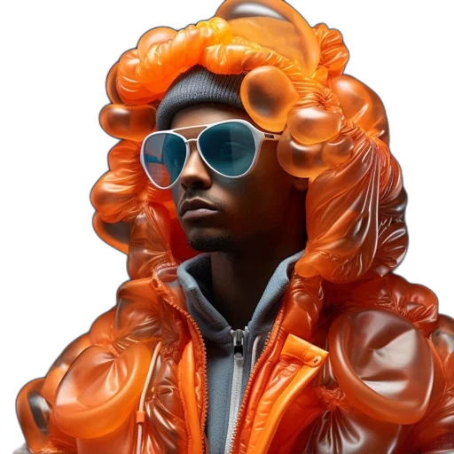 jacket, face, mask, hair transparent PNG cut-out