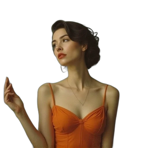 dress, jewelry, staff, photorealistic transparent PNG cut-out