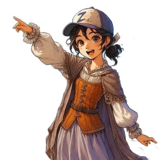staff, hat, dress, concept art transparent PNG cut-out