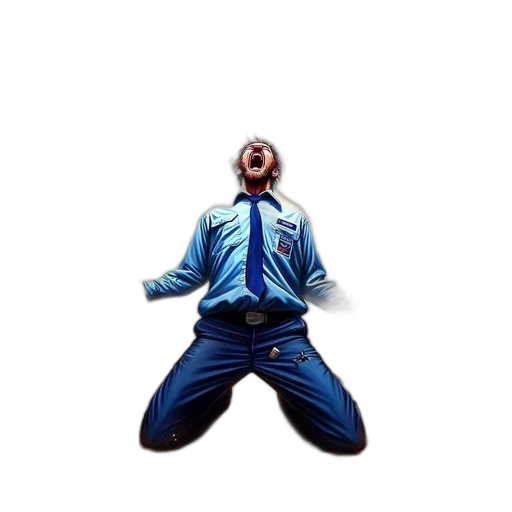 jacket, robot, creature, staff transparent PNG cut-out