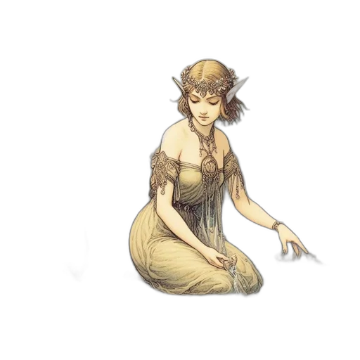 dress, staff, jewelry, hat transparent PNG cut-out