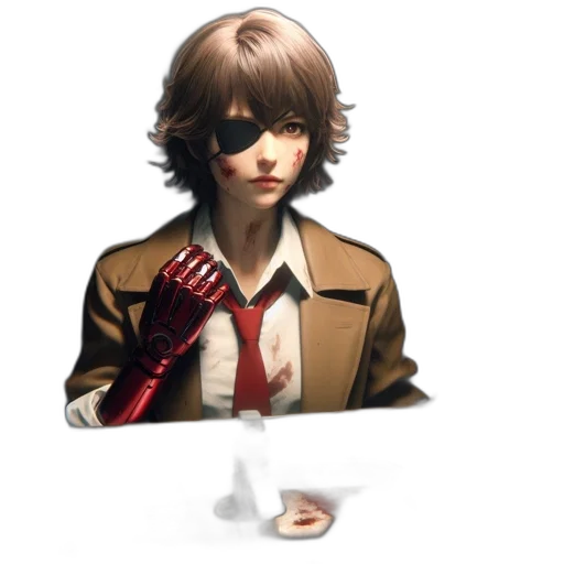 jacket, face, weapon, staff transparent PNG cut-out