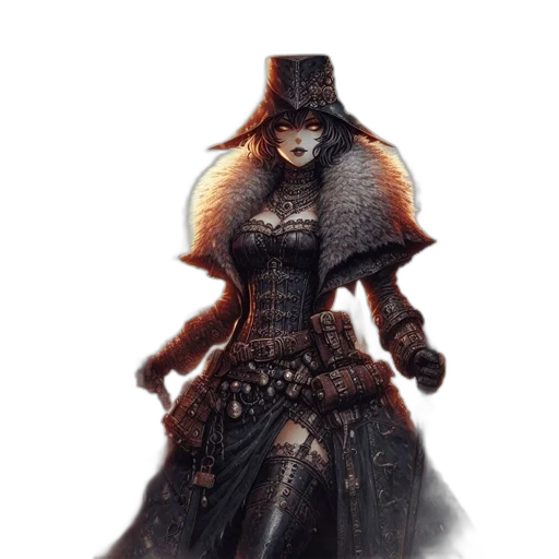 hat, dress, staff, concept art transparent PNG cut-out
