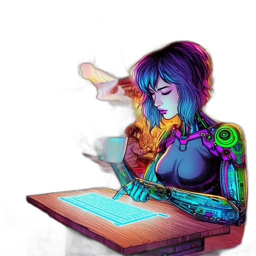 robot, jewelry, staff, jacket transparent PNG cut-out