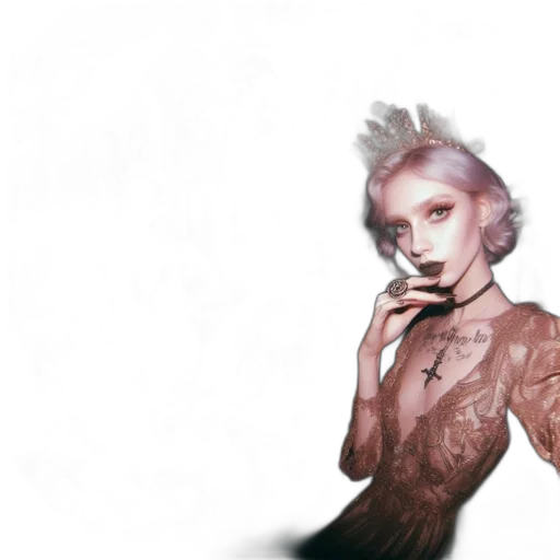 dress, jewelry, hair, face transparent PNG cut-out