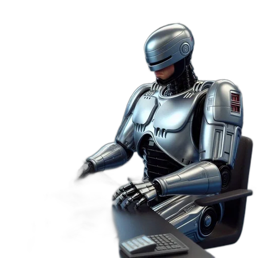 robot, 3d render, concept art, cyberpunk transparent PNG cut-out