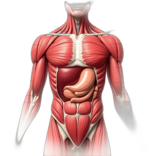 stomach, muscles, labelled, show transparent PNG cut-out