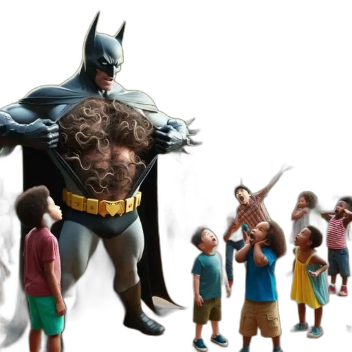 concept art, 3d render, comic book art, batman transparent PNG cut-out