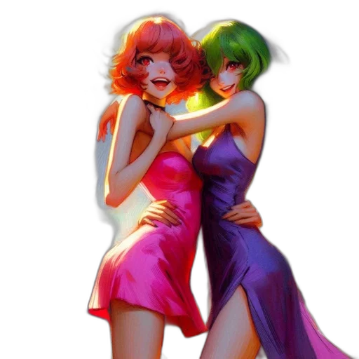 dress, concept art, vaporwave, comic book art transparent PNG cut-out