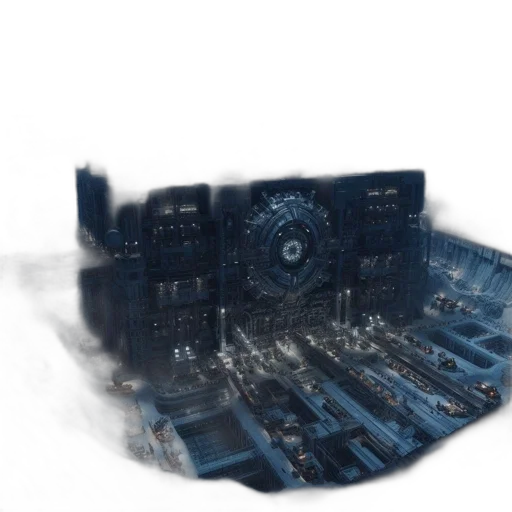 robot, building, 3d render, concept art transparent PNG cut-out