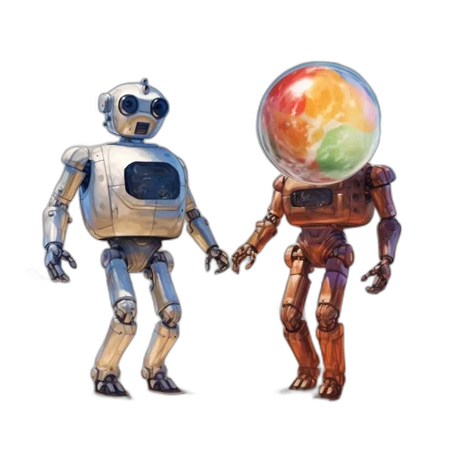 robot, concept art, 3d render, pixel art transparent PNG cut-out