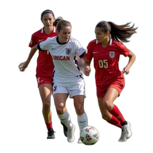 girls, soccer, game, between transparent PNG cut-out
