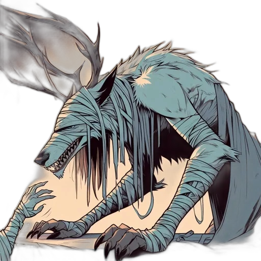 creature, dragon, mask, staff transparent PNG cut-out