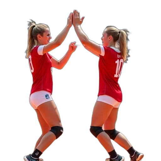 two, female, volleyball, players transparent PNG cut-out
