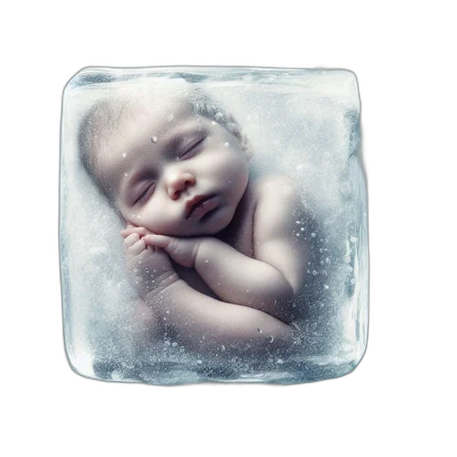 face, photorealistic, 3d render, icy transparent PNG cut-out