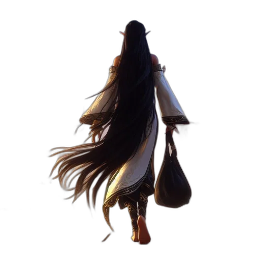 hair, dress, staff, jacket transparent PNG cut-out