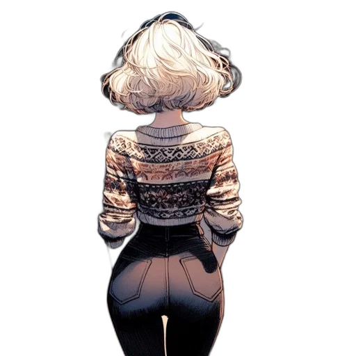 dress, jacket, hair, robot transparent PNG cut-out