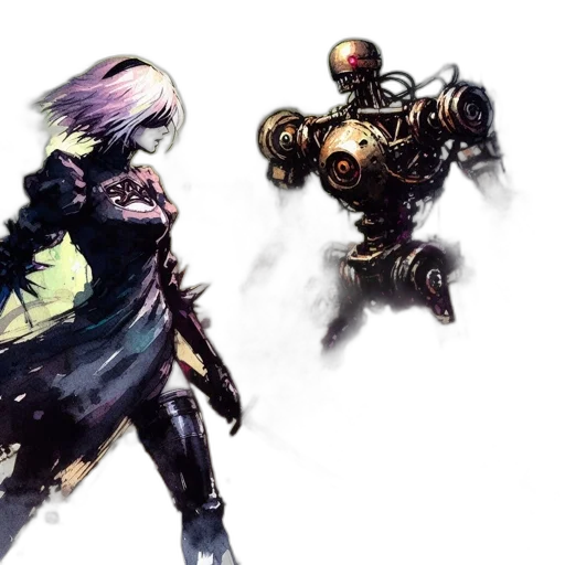 robot, weapon, concept art, cyberpunk transparent PNG cut-out