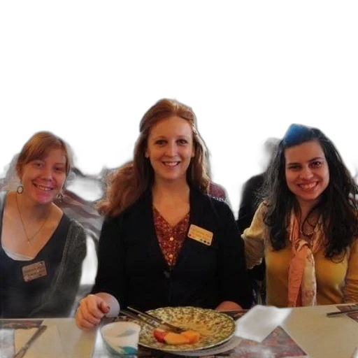 staff, three, women, sit transparent PNG cut-out