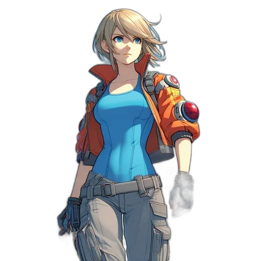 jacket, staff, weapon, robot transparent PNG cut-out