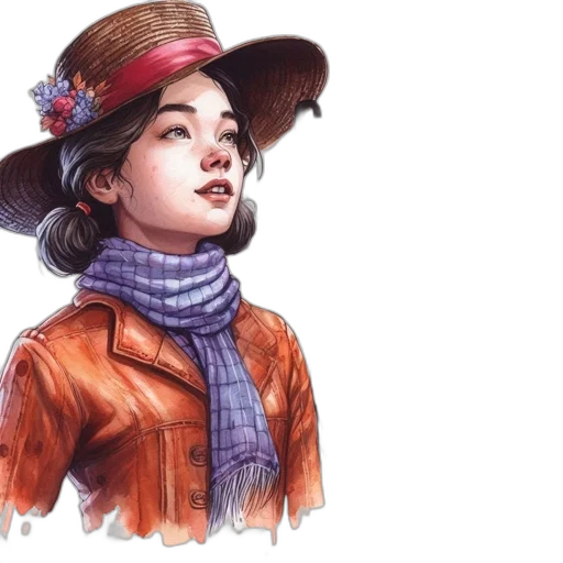 hat, jacket, face, photorealistic transparent PNG cut-out